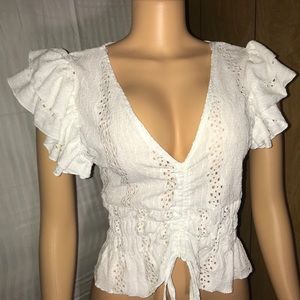 Zara White Knit Blouse